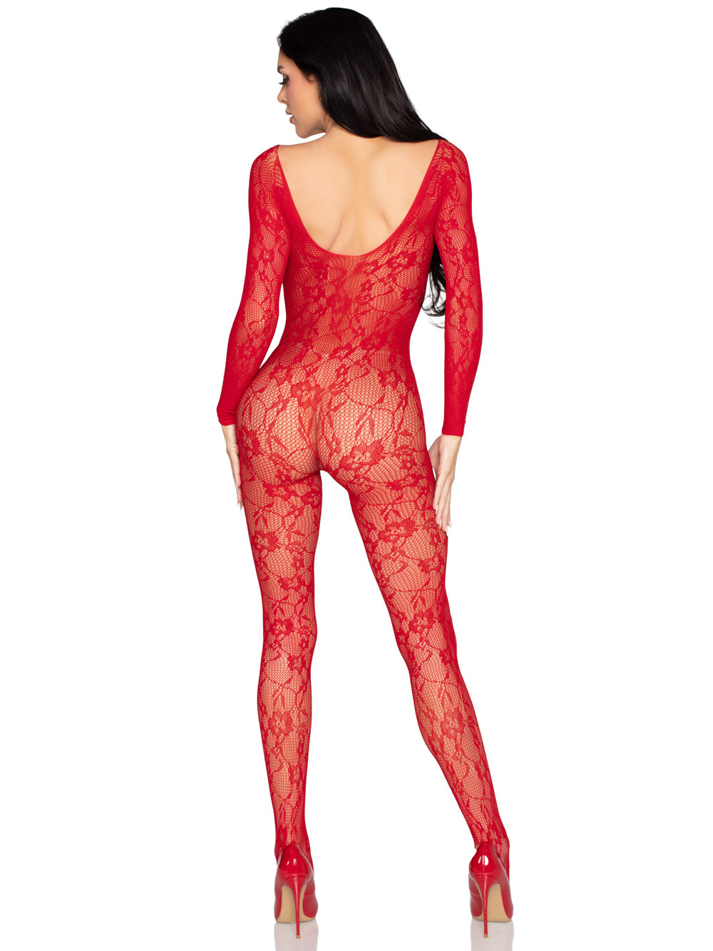Lace Lingerie Jumpsuit - Os - Red