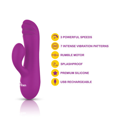 Jolie Mini Pleasure Ridges Rabbit Vibe - Berry