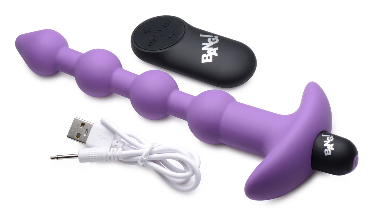 Bang - Vibrating Silicone Anal Beads and Remote Control - Purple