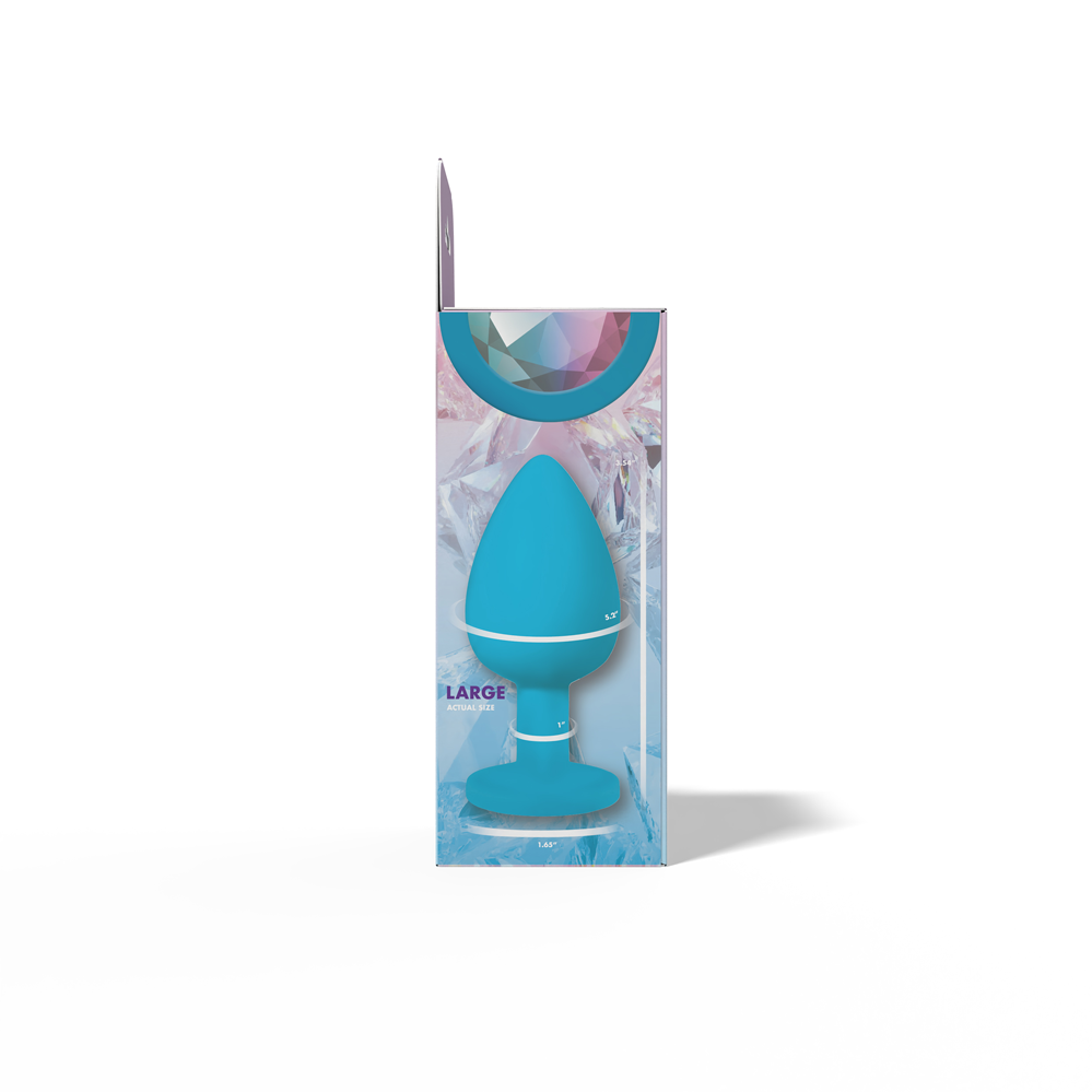 Gemma Clear Iridescent Gem Teal Silicone Plug - L