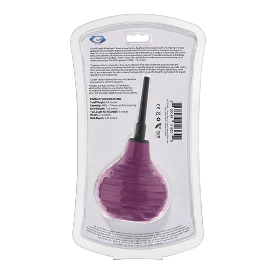 Health and Wellness Deluxe Enema Douche Non- Backflow One-Way Valve - 7.9 Fl. Oz. - Plum