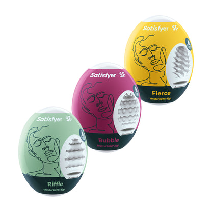 3 Pc Set Masturbator Egg - Riffle - Bubble - Fierce