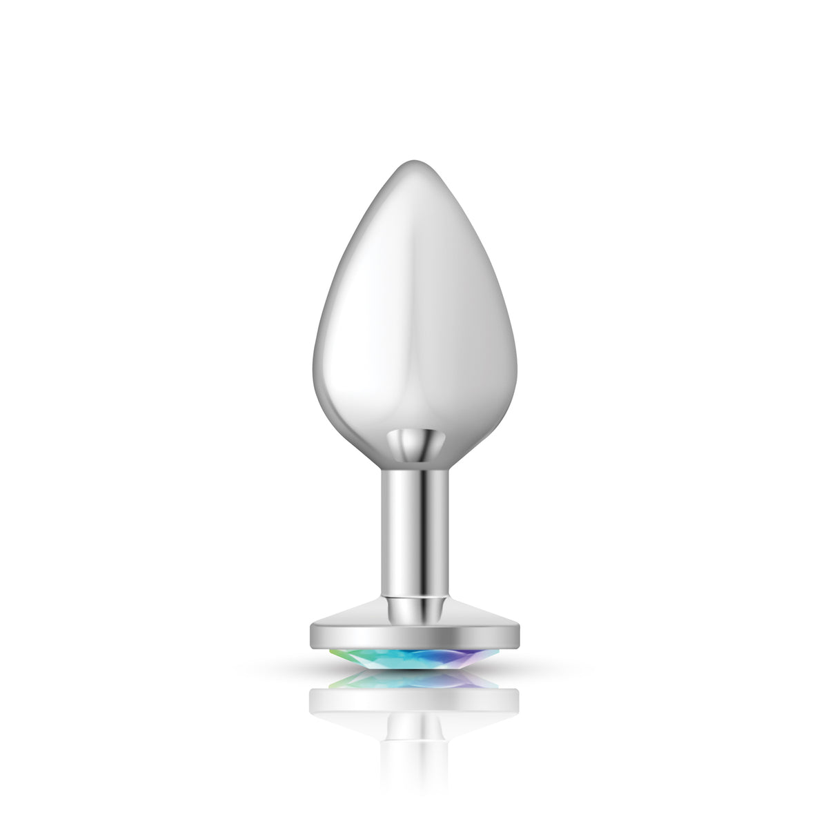 Clear Iridescent Round Gem Silver Metal Plug - Md