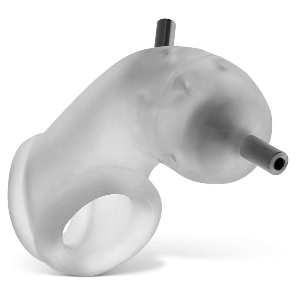 Airlock Electro Air-Lite Vented Chastity With Two 4mm Contacts - Clear Ice