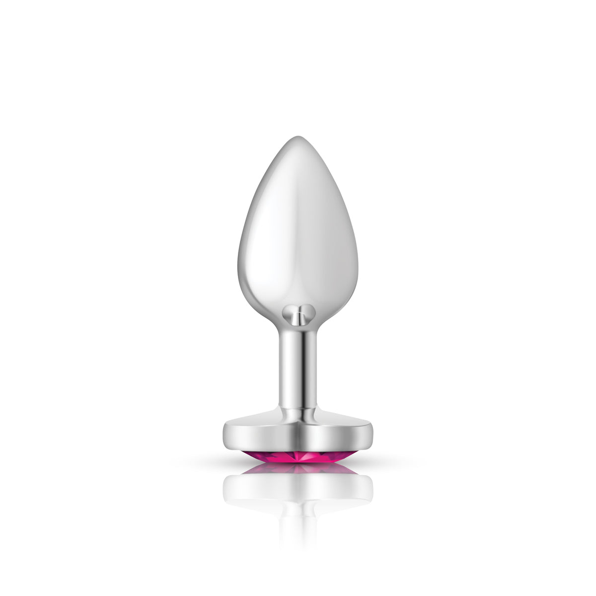 Bright Pink Heart Gem Silver Metal Plug - Sm