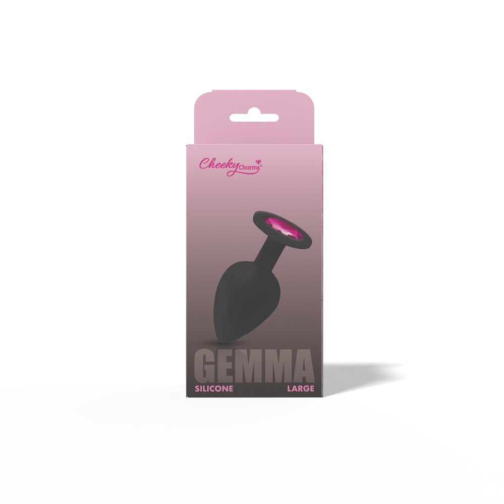Gemma Pink Gem Black Silicone Plug - Large