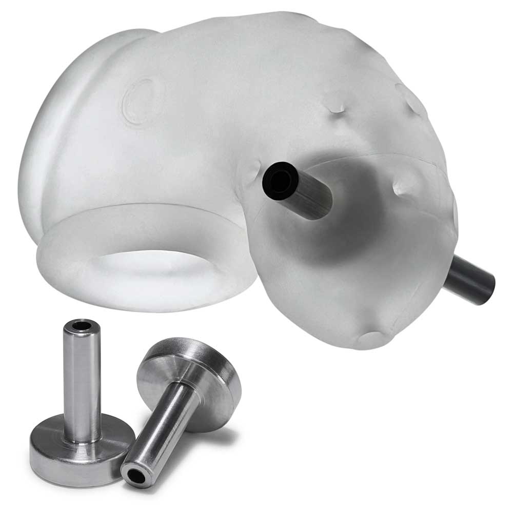 Airlock Electro Air-Lite Vented Chastity With Two 4mm Contacts - Clear Ice