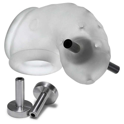Airlock Electro Air-Lite Vented Chastity With Two 4mm Contacts - Clear Ice