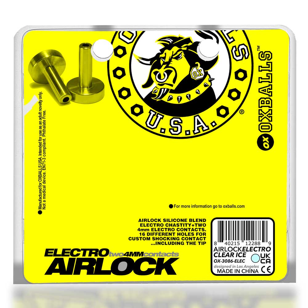 Airlock Electro Air-Lite Vented Chastity With Two 4mm Contacts - Clear Ice