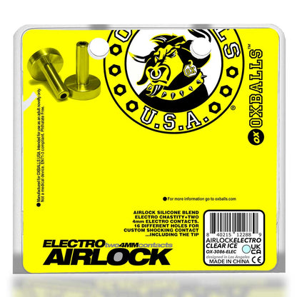 Airlock Electro Air-Lite Vented Chastity With Two 4mm Contacts - Clear Ice