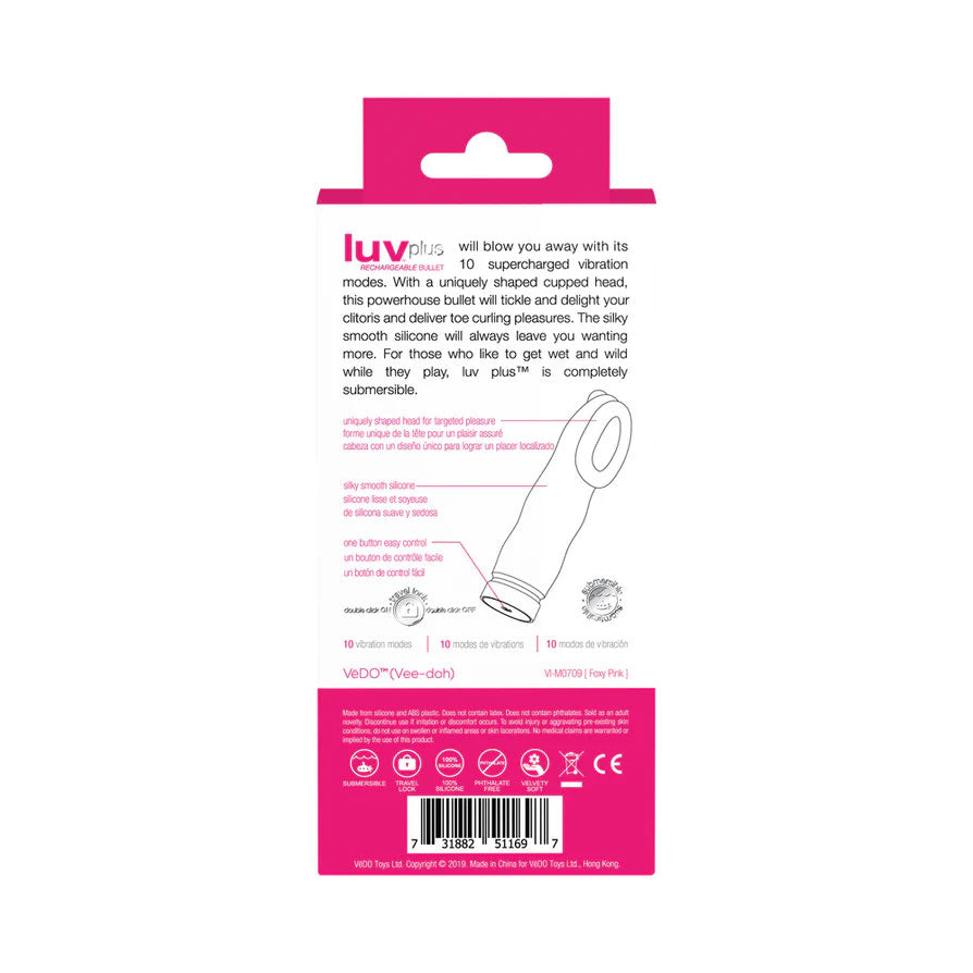 Luv Plus Rechargeable Mini Vibe - Hot in Bed Pink
