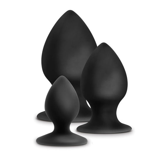 Anal Adventures - Platinum - Silicone Anal Stout  Plug Kit - Black