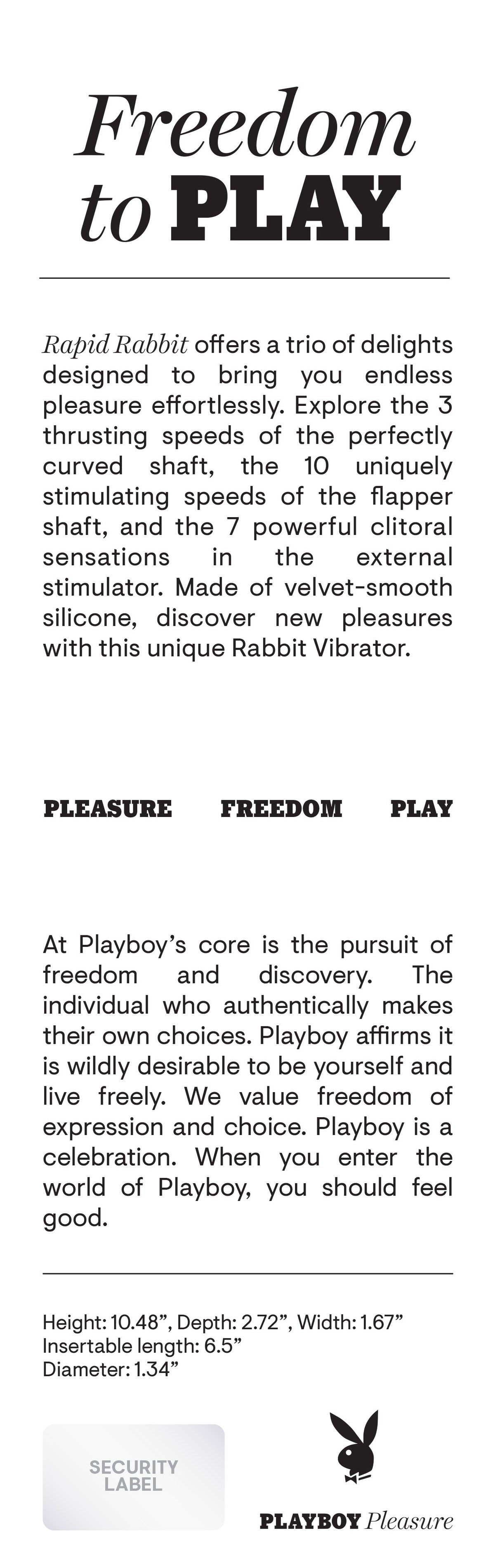 Playboy Pleasure - Rapid Rabbit - Vibrator - Black
