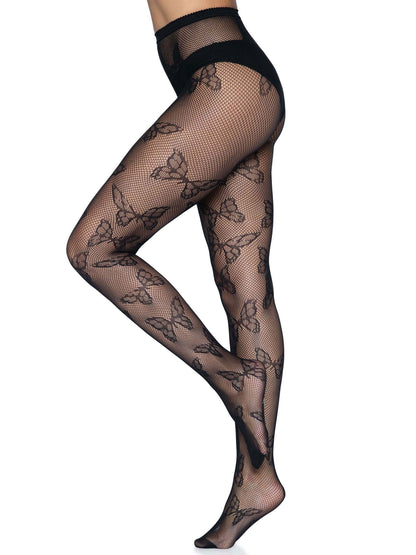 Butterfly Net Tights - One Size - Black