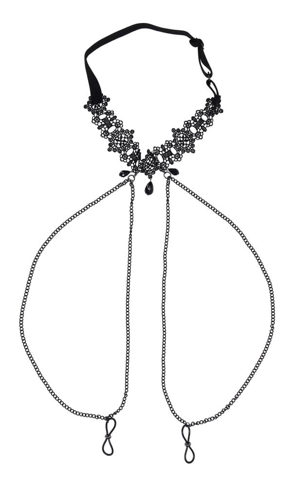 Lace Collar With Nipple Ties