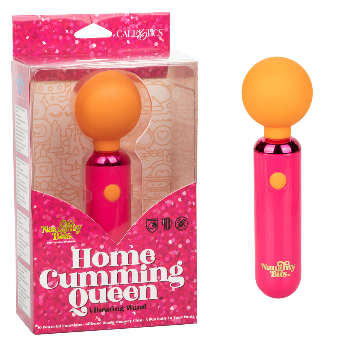 Naughty Bits Home Cumming Queen Vibrating Wand - Orange/pink