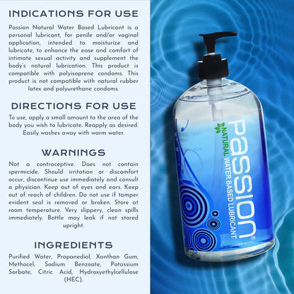 Passion Natural Water Based Lubricant 16 Oz