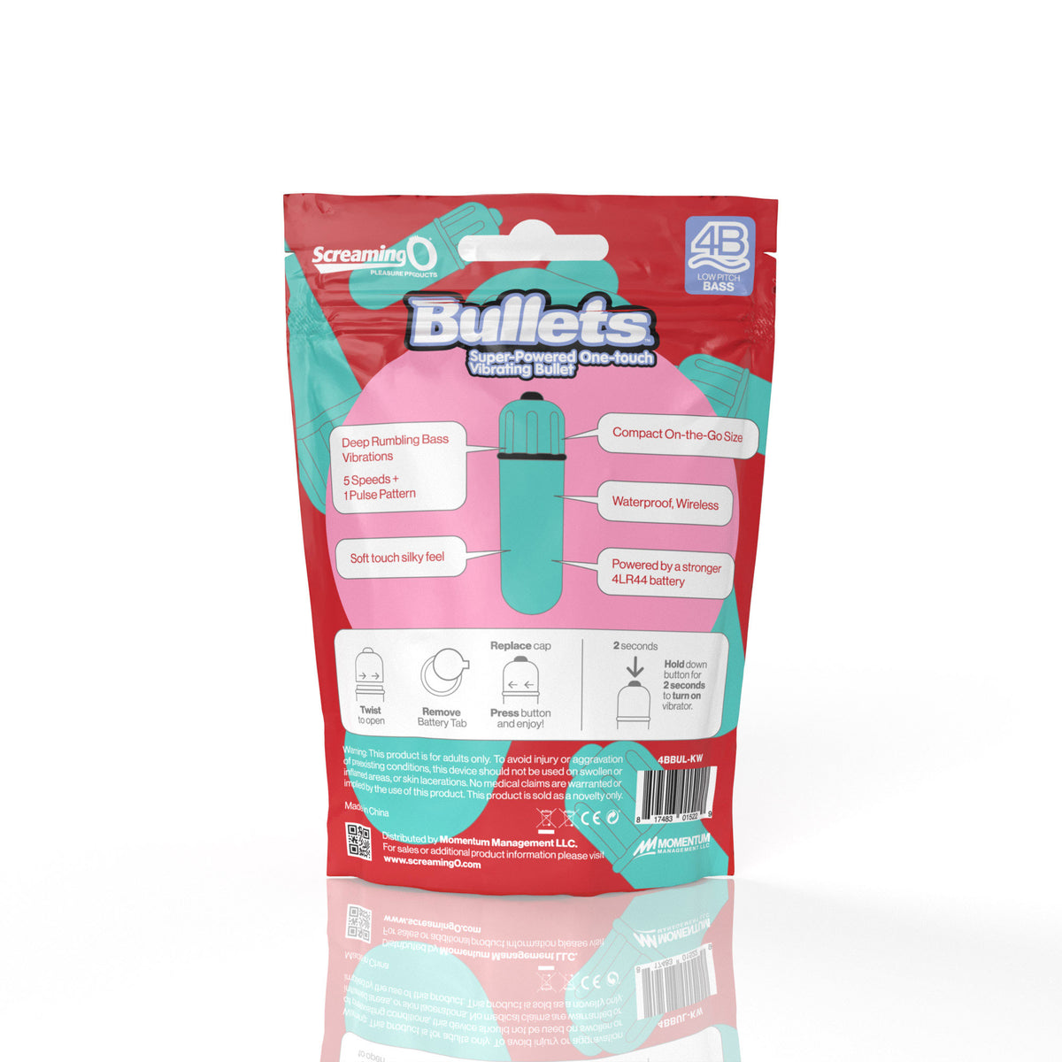Screaming O 4b - Bullet - Super Powered One Touch  Vibrating Bullet - Kiwi