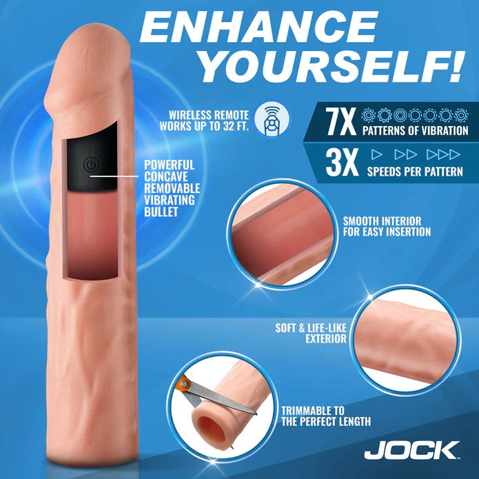 Jock Vibrating Penis Extension with Remote - Light
