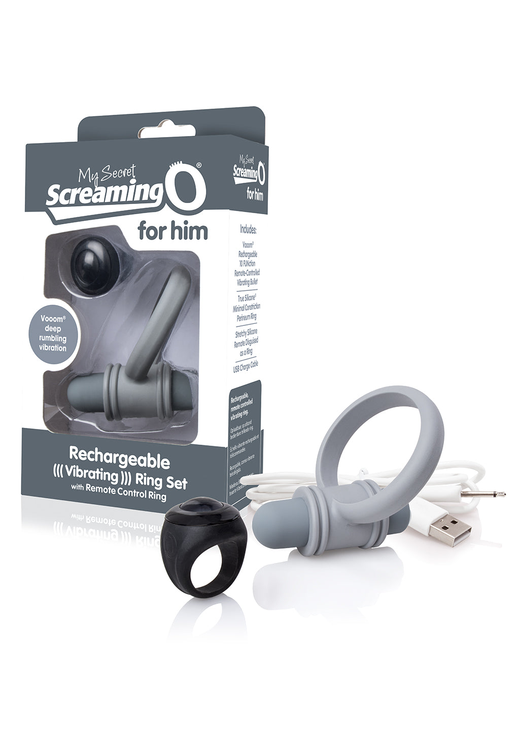 My Secret  Bullet and Ring for Him - Grey
