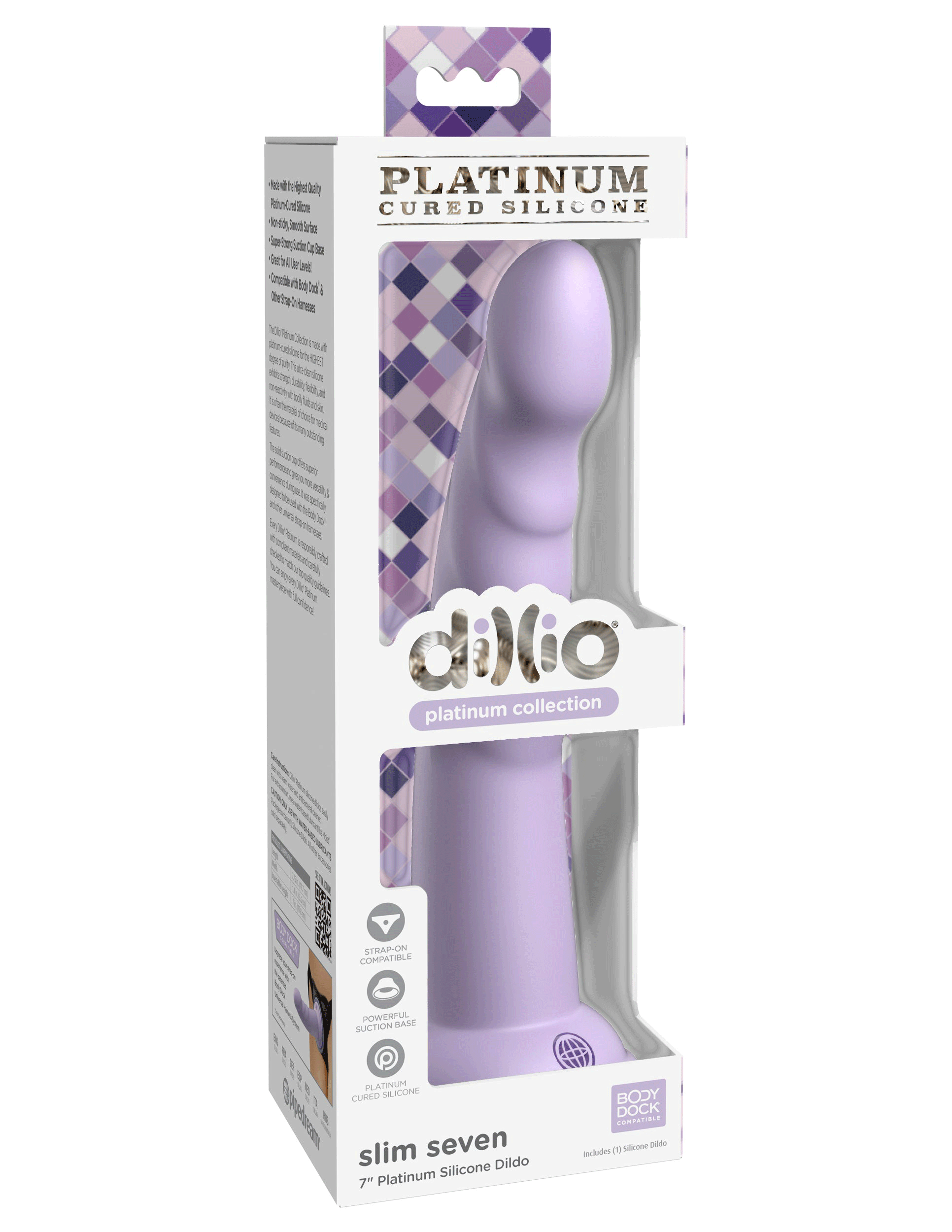 Dillio Platinum - Slim Seven 7 Inch Dildo - Purple