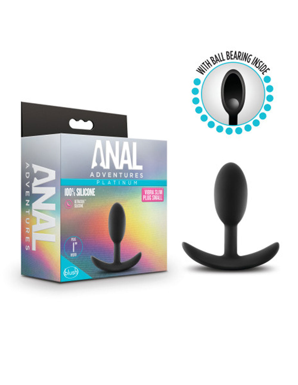 Anal Adventures - Platinum - Silicone Vibra Slim Plug - Small - Black