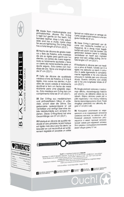 Silicone Ring Gag With Adjustable Bonded Leather  Staps - Black