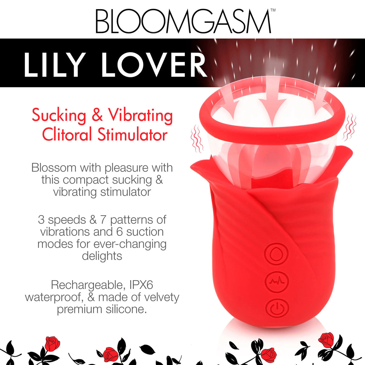 Lily Lover Sucking and Vibrating Clitoral Stimulator- Red