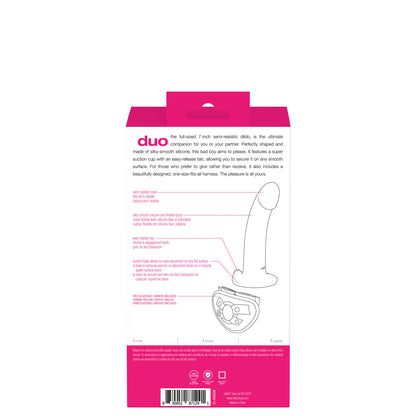 Duo Semi-Realistic Dildo With Harness - Pink/purple