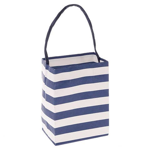 Mini Navy and White Gift Bags (6 per pack) : Navy Stripe