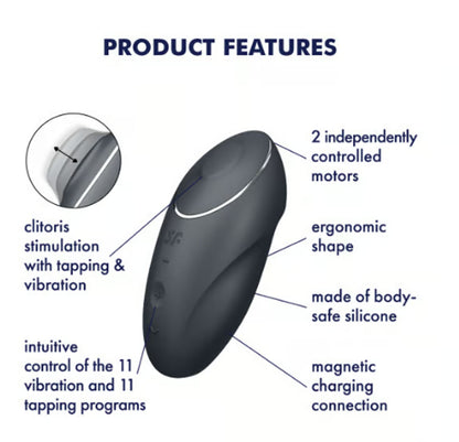 Satisfyer Tap and Climax 1 Vibrator - Grey