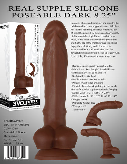 Real Supple Silicone Poseable Dark 8.25 Inch