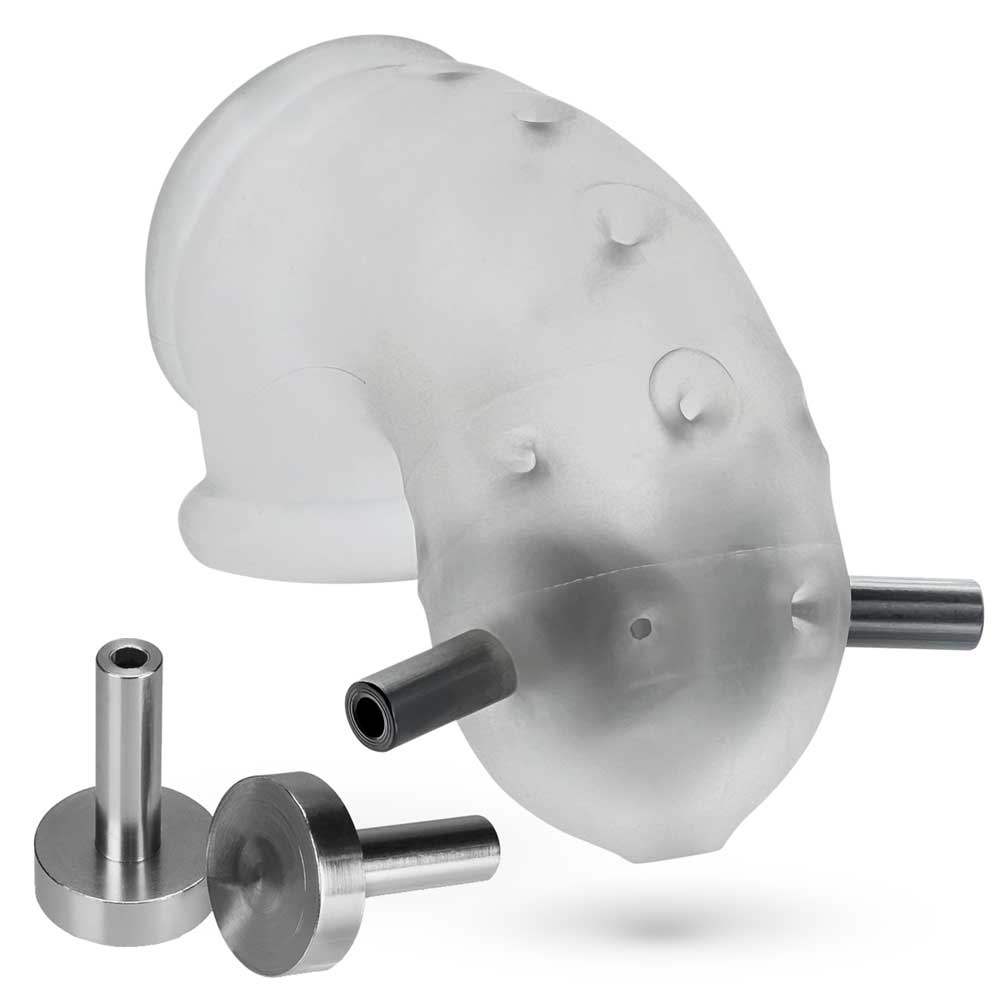 Airlock Electro Air-Lite Vented Chastity With Two 4mm Contacts - Clear Ice
