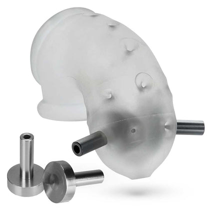 Airlock Electro Air-Lite Vented Chastity With Two 4mm Contacts - Clear Ice