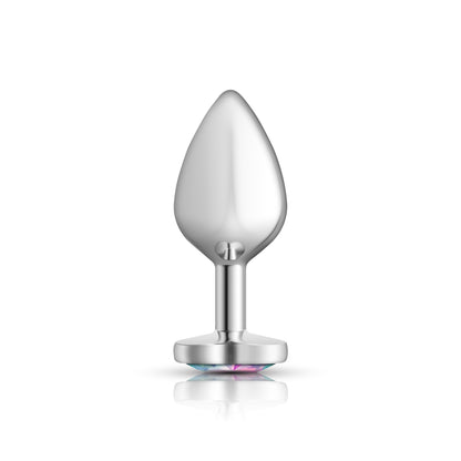 Clear Iridescent Heart Gem Silver Metal Plug - Md