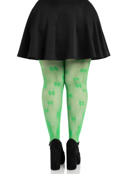 Clover Net Tights - 1x 2x - Green
