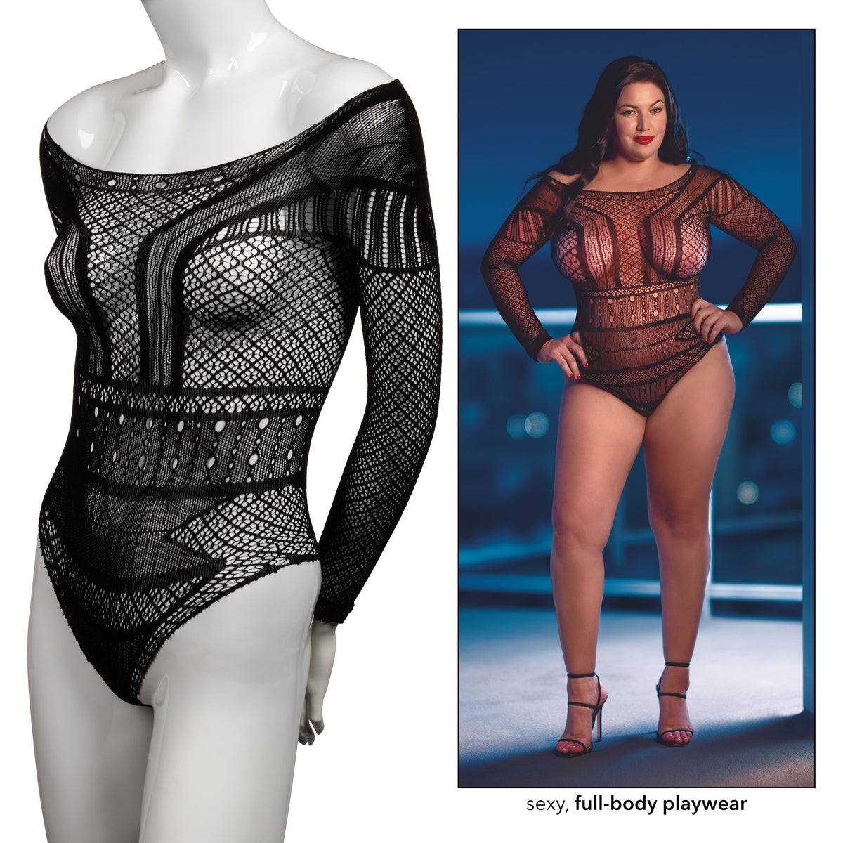 Scandal Plus Size Off the Shoulder Body Suit - Plus Size - Black