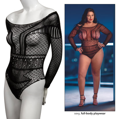 Scandal Plus Size Off the Shoulder Body Suit - Plus Size - Black