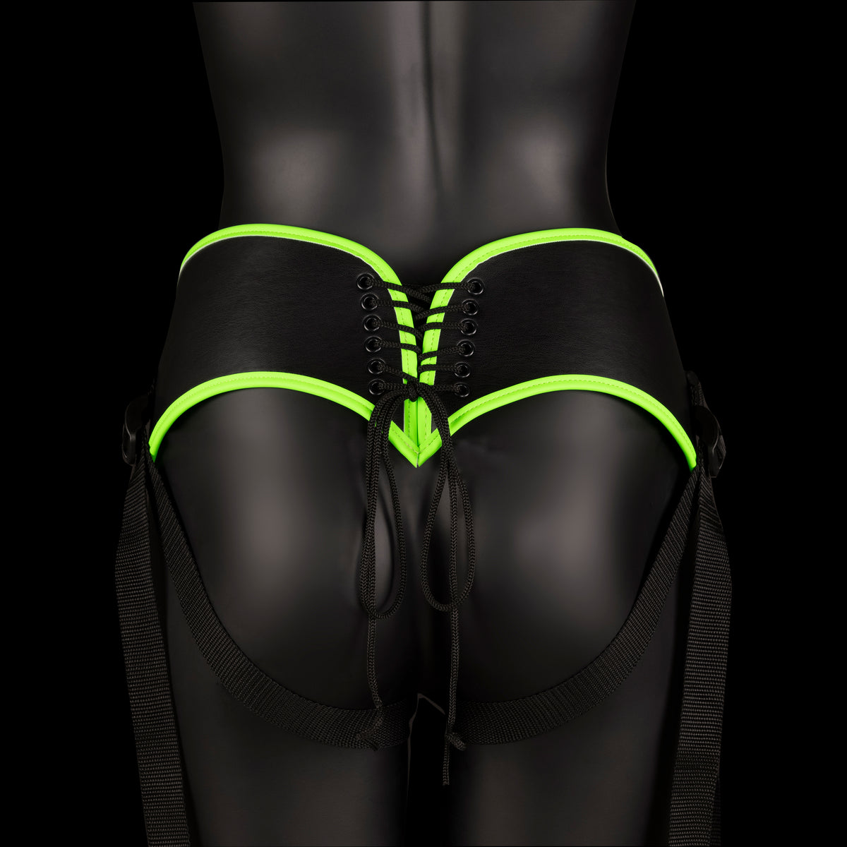 Bonded Leather Strap-on With Silicone Dildo 5.7 Inch - Glow in the Dark