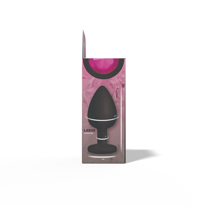 Gemma Pink Gem Black Silicone Plug - Large