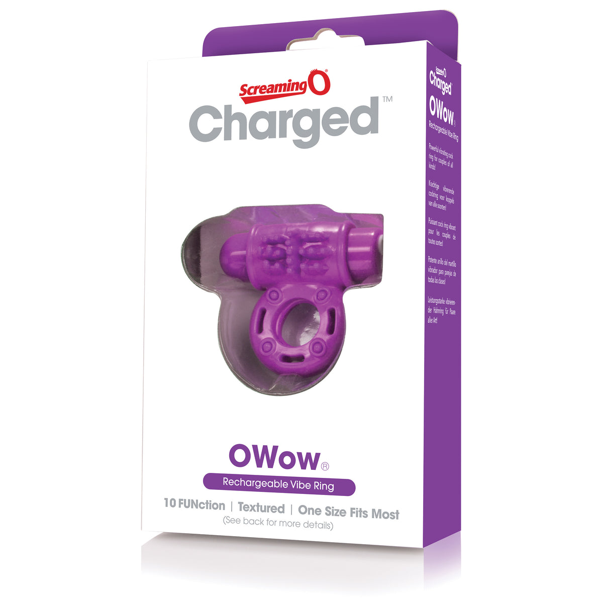 Charged Owow Rechargeable Vibe Ring - Purple - 6  Count Box