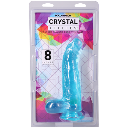Crystal Jellies - Curved Realistic Cock With Balls - 8 Inch Teal