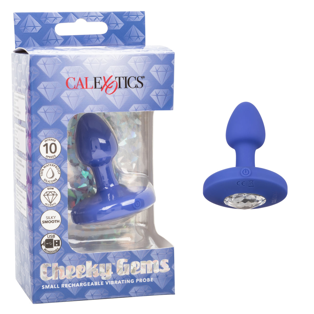 Cheeky Gems - Small Rechargeable Vibrating Probe - Vibrating Probe - Blue
