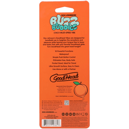 Goodhead - Buzz Buddies - 5 Inch Muti-Speed Vibe Peaches - Vegas Back Room