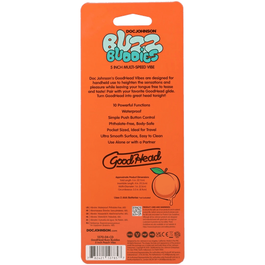 Goodhead - Buzz Buddies - 5 Inch Muti-Speed Vibe Peaches - Vegas Back Room