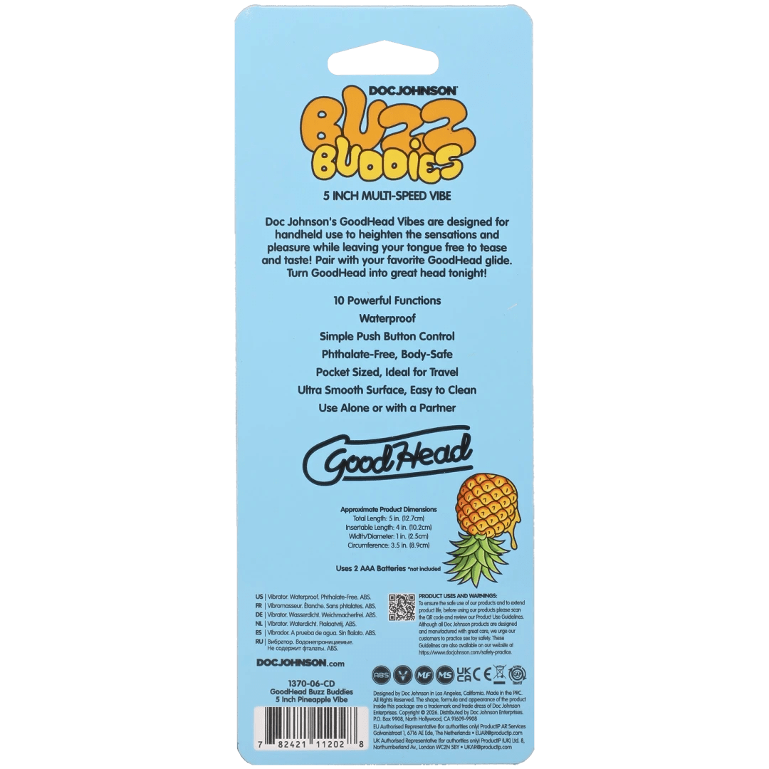 Goodhead - Buzz Buddies - 5 Inch Muti-Speed Vibe Pineapple - Vegas Back Room