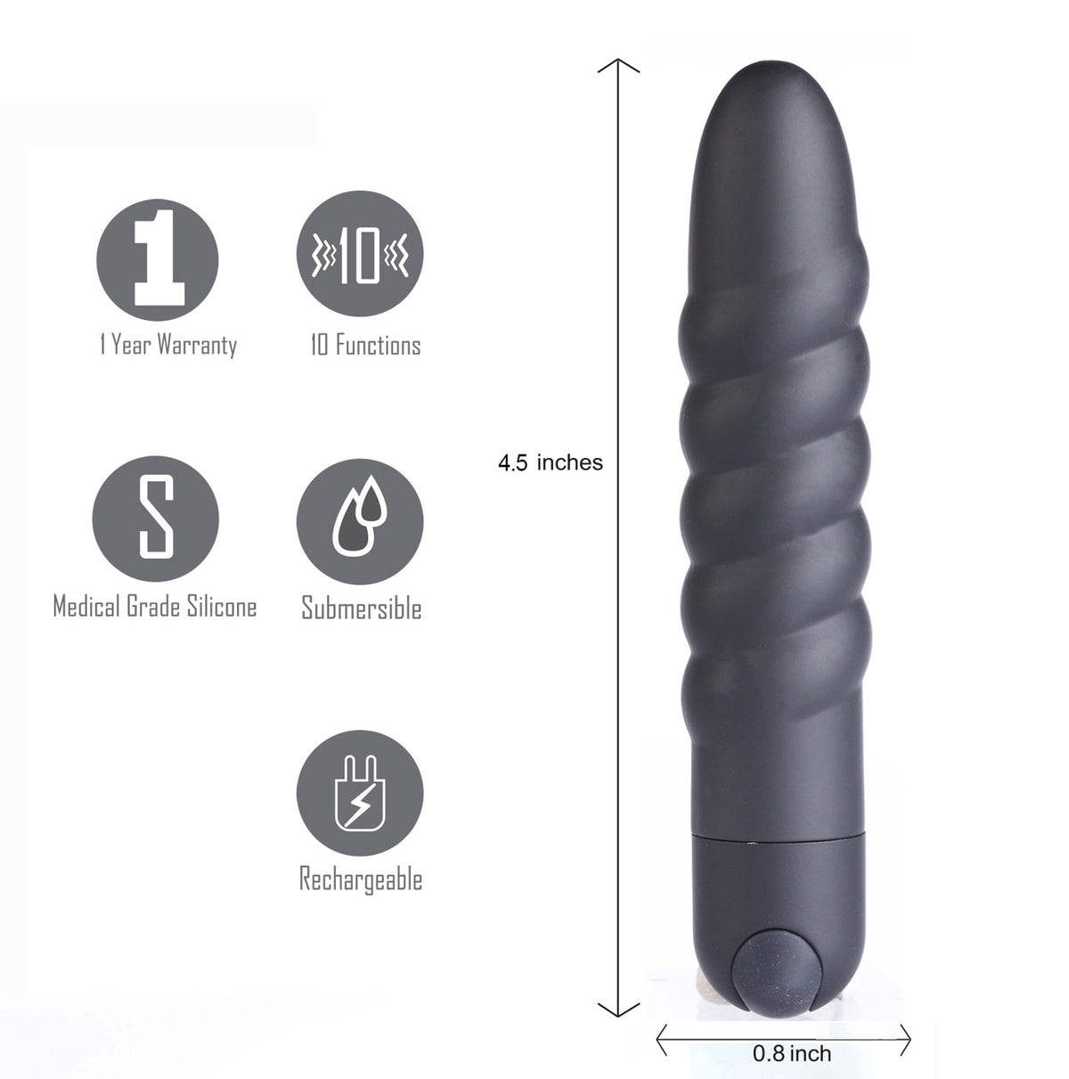 Lola 10 Function Vibrating Twisty Bullet - Black