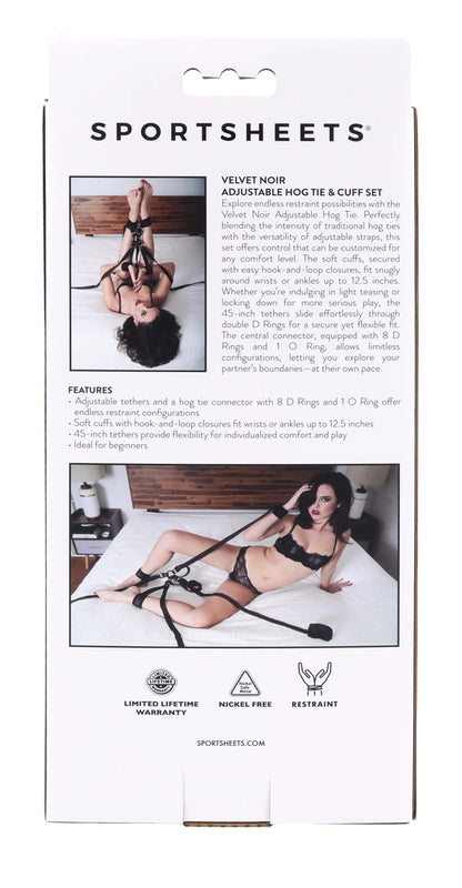 Velvet Noir Adjustable Hog Tie and Cuff Set