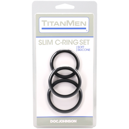 Titanmen - Slim C-Ring - 3 Piece Silicone Set Black