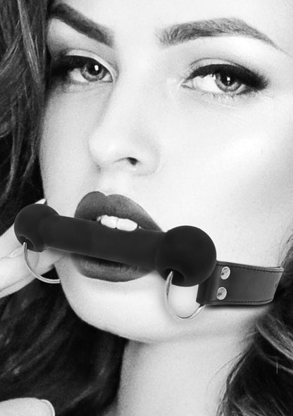 Silicone Bit Gag With Adjustable Bonded Leather  Straps - Black